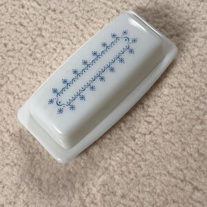 Vintage Pyrex Blue Snowflake Butter Dish with Lid